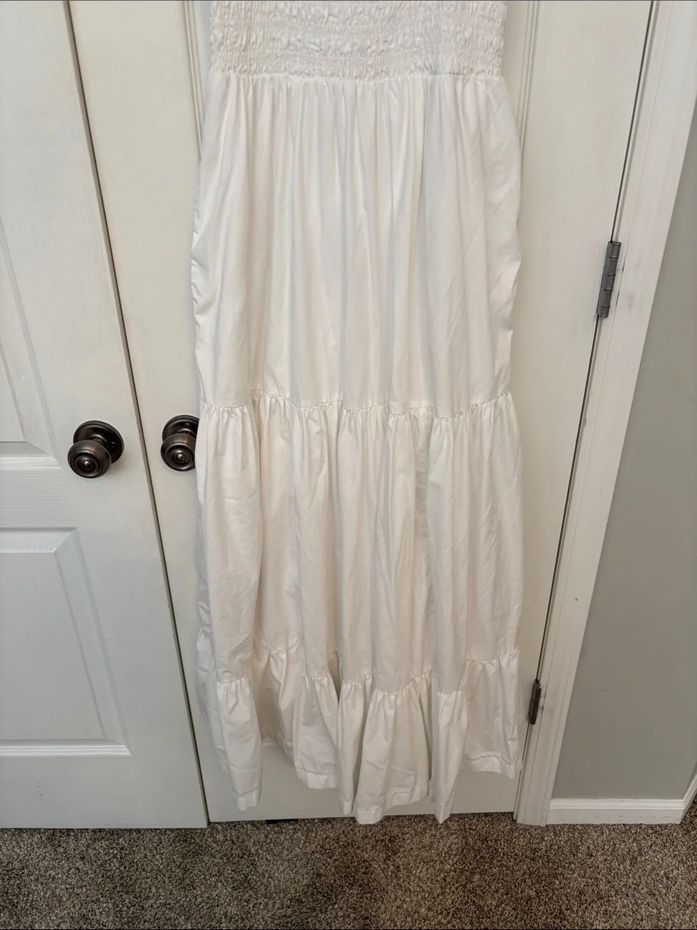 Abercrombie & Fitch White Smocked Maxi Sundress with Ruffle Straps size Large